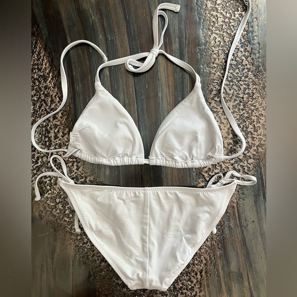 Becca Cheryl sliding triangle top sz D & Demi hipster side tie bottoms sz large - Picture 7 of 9